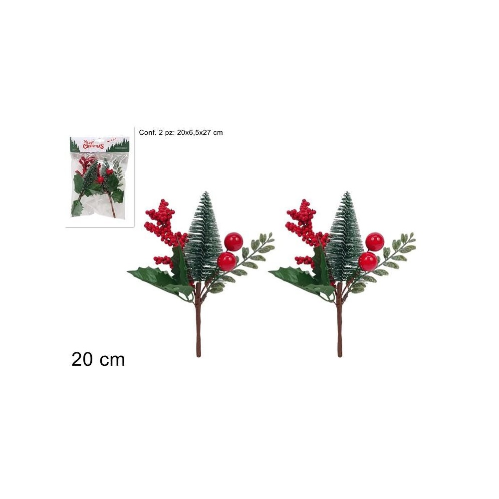 SPILLONE CHIUDIPACCO 20CM C ALBERELLO BACCHE E PALLINE